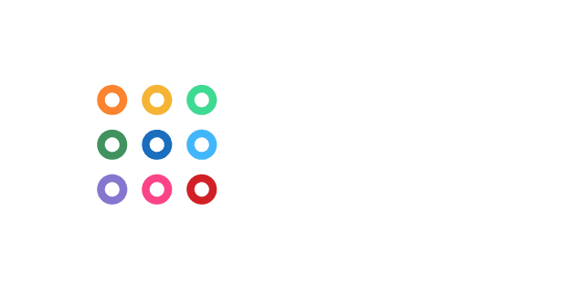 Bunte Ringe in einem 3x3-Gitter-Layout auf weißem Hintergrund.